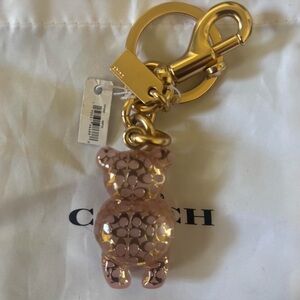 Coach Metallic Gold and Pink Bear Keychain